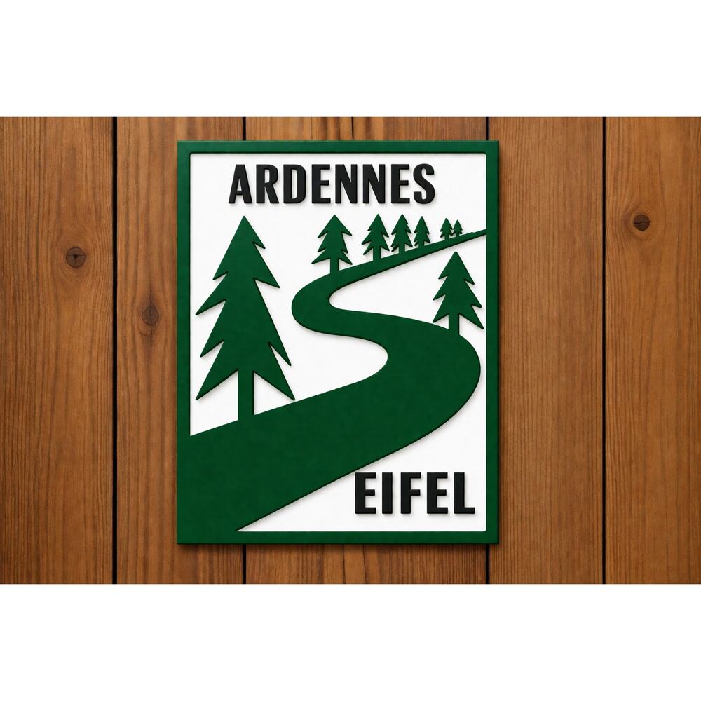Ardennes Eifel Green Road Sign Cycle Hiking France Belgium Germany Travel